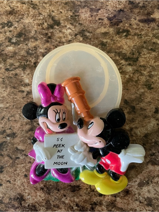 Disney Other - Vintage Disney Minnie & Mickey 'Peek at the Moon' Noghtlight - Pink, Red, Yellow